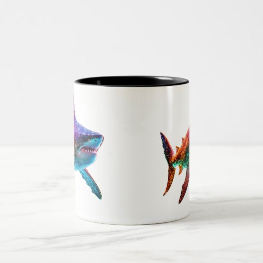 Neon Spectrum Shark Zweifarbige Tasse (Mittel)