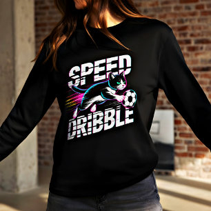 Neon-Speed-Dribbling-Fußball liebende Katzenfans & T-Shirt