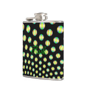 Neon Spheres auf der schwarzen Flasche Flachmann (Links)