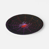 Neon-Spinne und Spinnennetz Pappteller (Schrägansicht)
