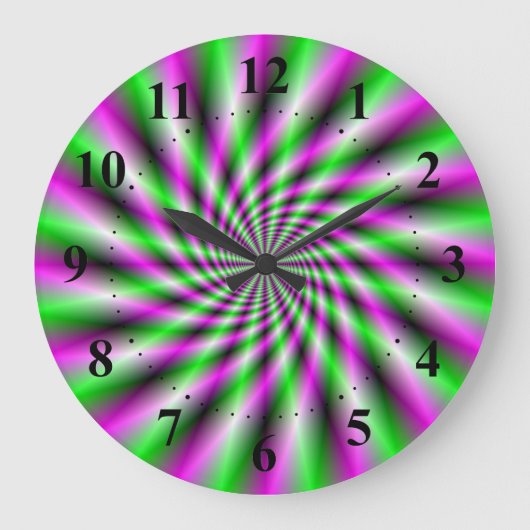 Neon Spinning Wheel Playing Wall Clock Große Wanduhr (Vorderseite)