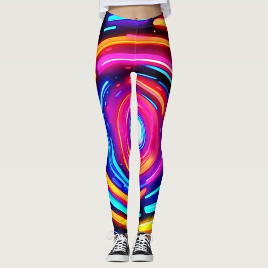 Neon Spiral Light Art Leggings (Vorderseite)