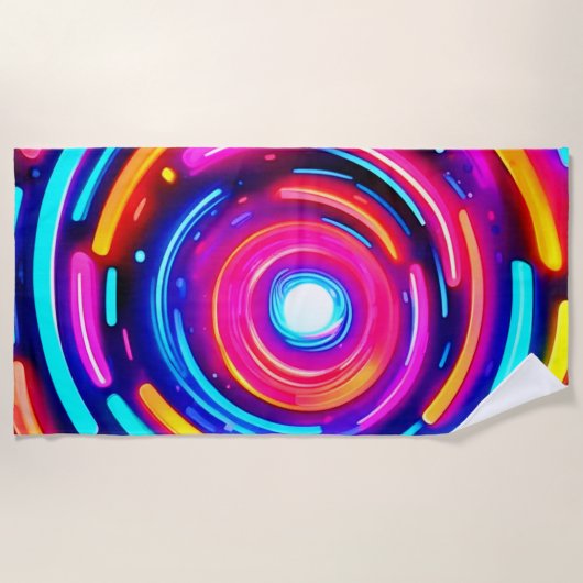 Neon Spiral Light Art Strandtuch (Vorderseite)