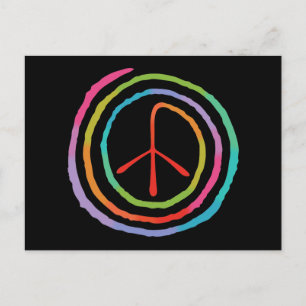 Neon Spiral Peace Symbol II Postkarte