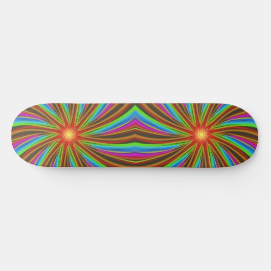 Neon Spiral Vortex – Vibrant Fractal Motion Design Skateboard (Horizontal)