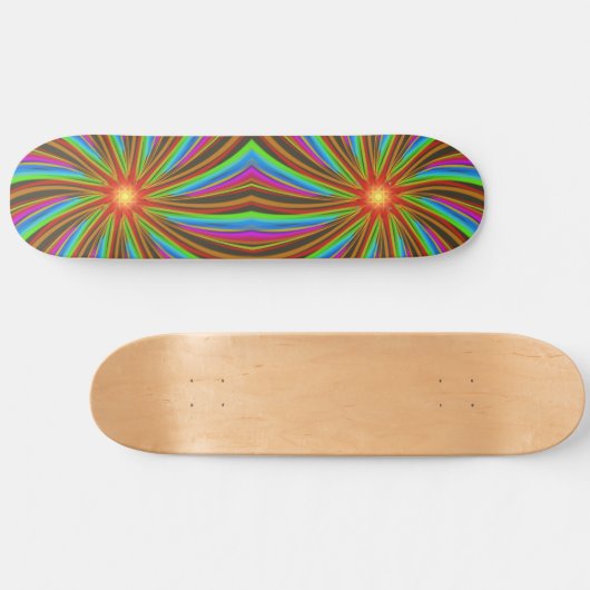 Neon Spiral Vortex – Vibrant Fractal Motion Design Skateboard (Horizontal)