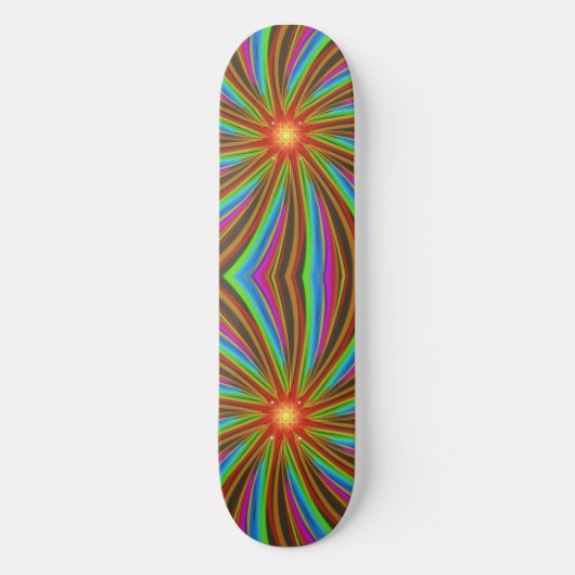 Neon-Spiral-Wirbel – Lebendiges Fraktal-Bewegungsd Skateboard (Vorderseite)