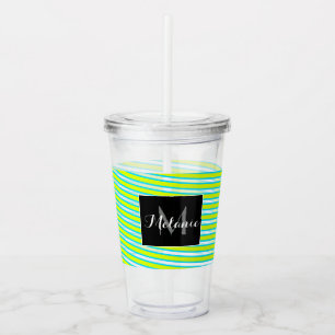 Neon-Spiralband-Streifen-Monogramm-Individualname Acryltrinkbecher