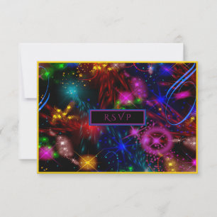 Neon Spiral's Shooting Stars Color Bursts RSVP Karte