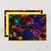 Neon Spiral's Shooting Stars Color Bursts RSVP Karte (Vorne/Hinten)