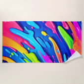 Neon Splash Abstrakt Art Magic Strandtuch (Vorderseite)