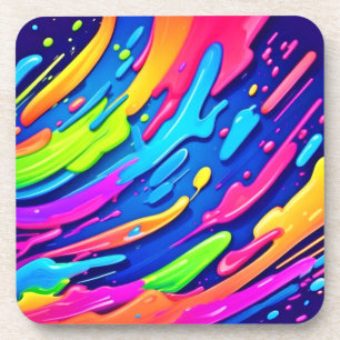 Neon-Splash-Abstrakte Kunst Magie Getränkeuntersetzer