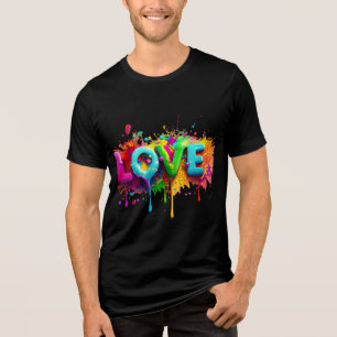 Neon-Splash-Liebe-Graffiti-T-Shirt Tri-Blend Shirt