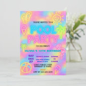 Neon Splash Pool Party Einladung (Stehend Vorderseite)