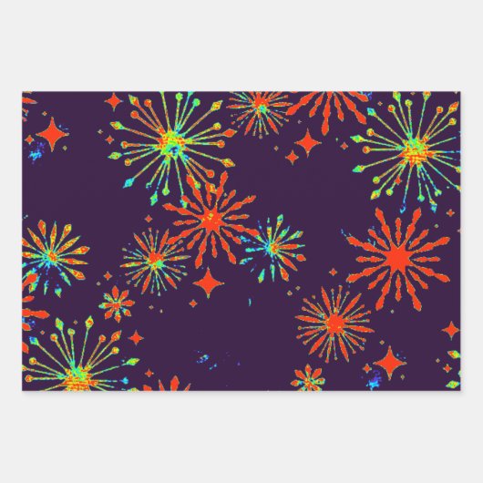 Neon Splash Wrapping Paper Geschenkpapier Set (Vorderseite)