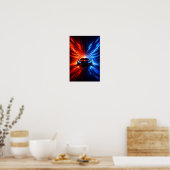 Neon Split Speed Supercar – Red & Blue Energy Burs Poster (Küche)