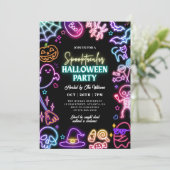 Neon Spooktacular Halloween Einladung (Stehend Vorderseite)