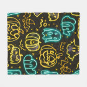 Neon Spooky Halloween Ghost Bats Pumpkins Muster Fleecedecke (Vorderseite (Horizontal))
