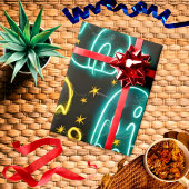 Neon Spooky Halloween Ghost Bats Pumpkins Muster Geschenkpapier