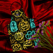 Neon Spooky Halloween Ghost Bats Pumpkins Muster Schürze