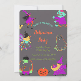 Neon Spooky Halloween-Party Einladung