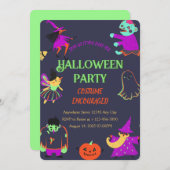 Neon Spooky Halloween-Party Einladung (Vorne/Hinten)