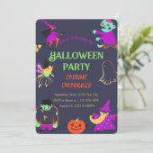 Neon Spooky Halloween-Party Einladung (Stehend Vorderseite)
