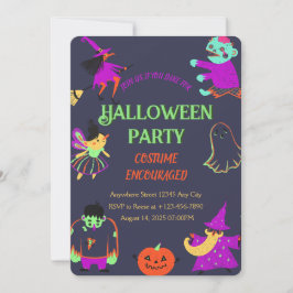 Neon Spooky Halloween-Party Einladung