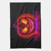 Neon Spooky Pumpkin Halloween Kitchen Towel Geschirrtuch (Vertikal)