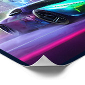 Neon Sports Car auf der Straße Poster (Ecke)