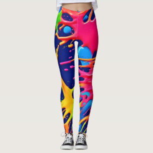 Neon Spritzer: Abstrakte und lebendige Kunst Leggings