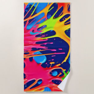 Neon Spritzer: Abstrakte und lebendige Kunst Strandtuch