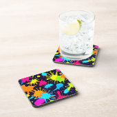 Neon Spritzer Art: Lebendiger Abstrakter Expressio Getränkeuntersetzer (Rechte Seite)