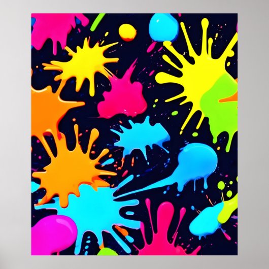 Neon Spritzer Art: Lebendiger Abstrakter Expressio Poster (Vorne)