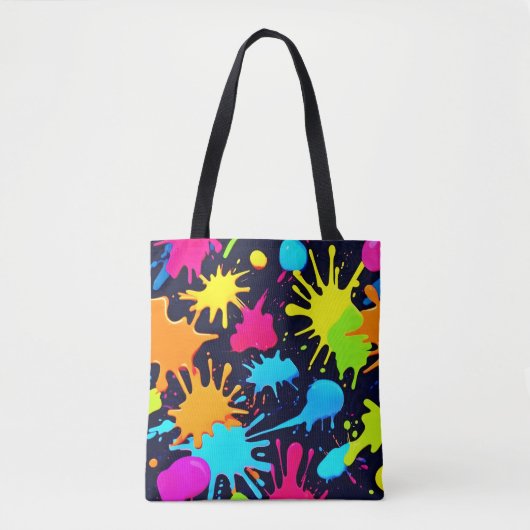 Neon Spritzer Art: Lebendiger Abstrakter Expressio Tasche (Vorderseite)