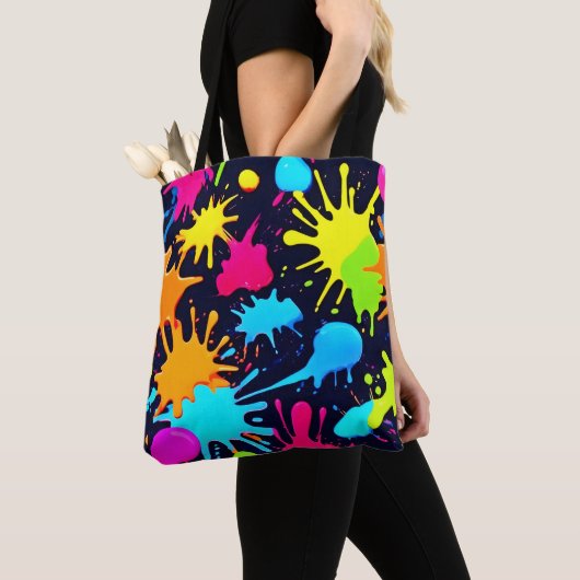 Neon Spritzer Art: Lebendiger Abstrakter Expressio Tasche (Von Nahem)