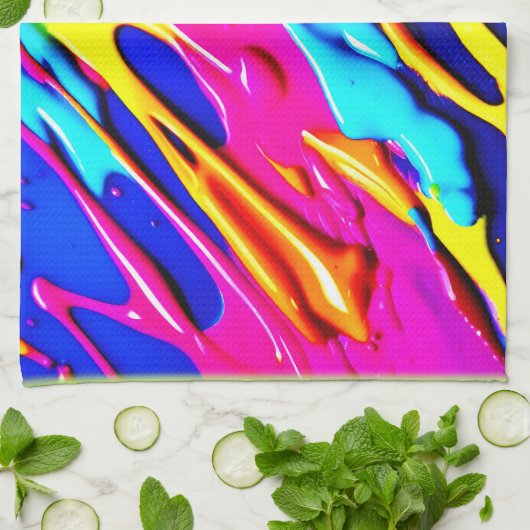 Neon Spritzer Design Geschirrtuch (Gefaltet)