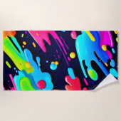 Neon Spritzer Flow Art Strandtuch (Vorderseite)