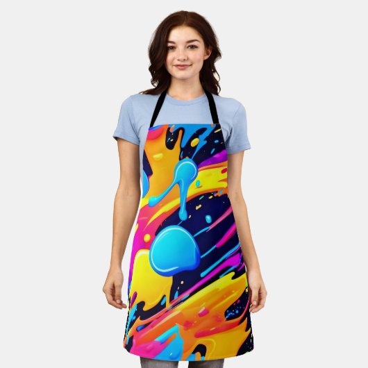 Neon Spritzer Paint Art Schürze (Getragen)