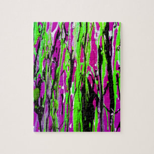 Neon Spritzer Paint Lila Green und Black Puzzle