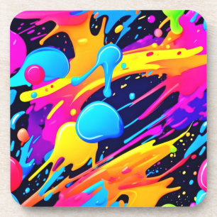 Neon-Spritzfarben-Kunst Getränkeuntersetzer