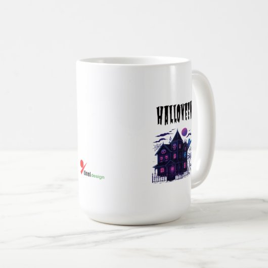 Neon Spuk House - Retro Spooky Glow Kaffeetasse (VorderseiteRechts)