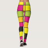 Neon Squares Muster farbenfroh Leggings (Rückseite)