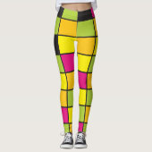 Neon Squares Muster farbenfroh Leggings (Vorderseite)