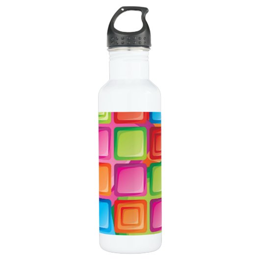 Neon Squares Muster Trinkflasche (Vorderseite)
