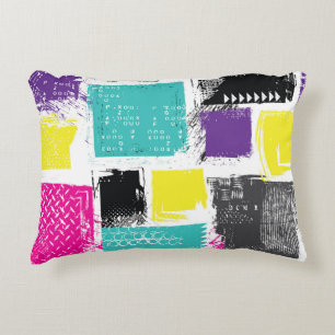 Neon Squares Retro Abstraktes Muster Dekokissen
