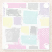 Neon Squares Retro Abstraktes Muster Glasuntersetzer (Rückseite)