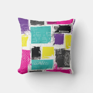 Neon Squares Retro Abstraktes Muster Kissen