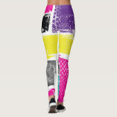Neon Squares Retro Abstraktes Muster Leggings (Rückseite)