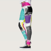 Neon Squares Retro Abstraktes Muster Leggings (Links)